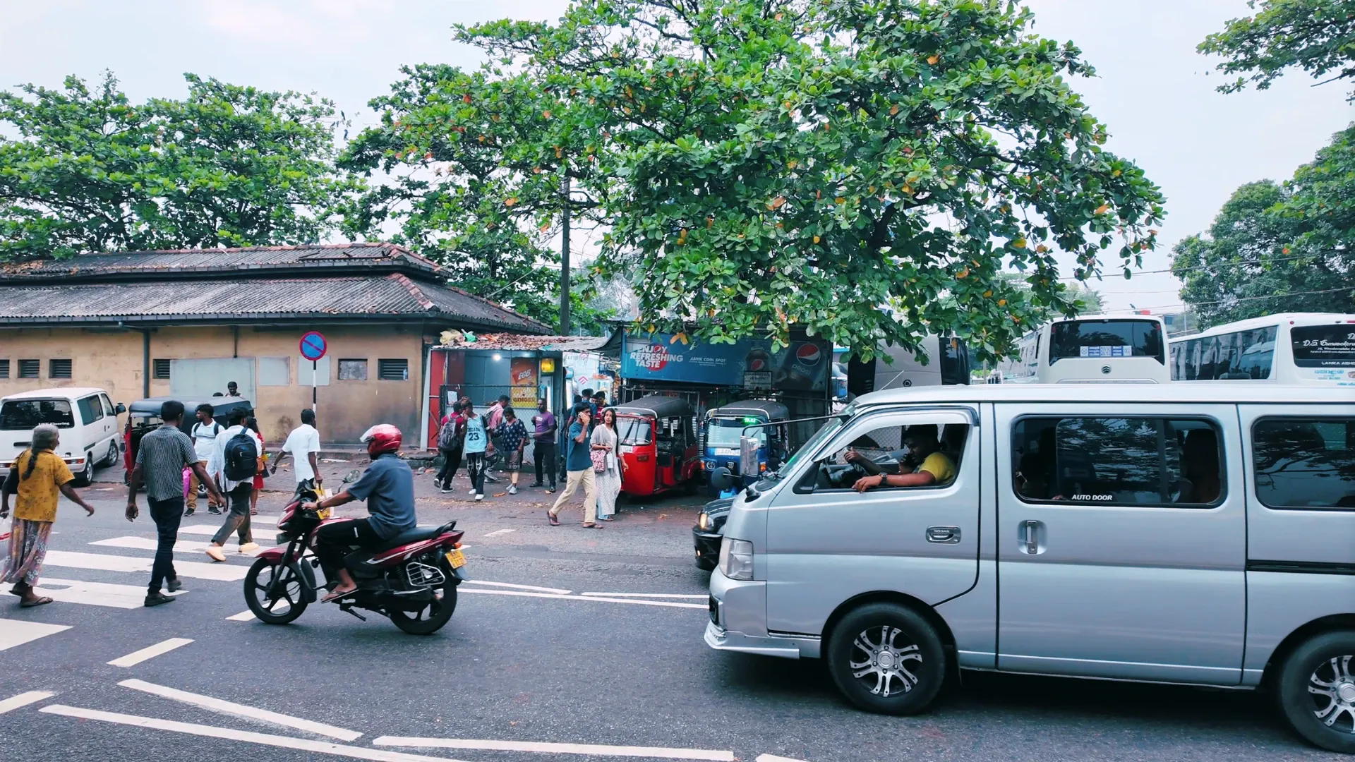 Xe bus thả mình ở gần bến xe