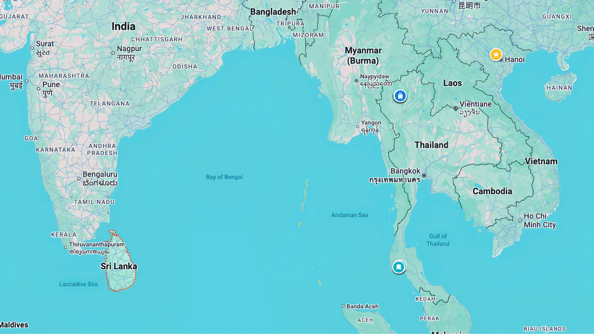 Vị trí Sri Lanka trên bản đồ