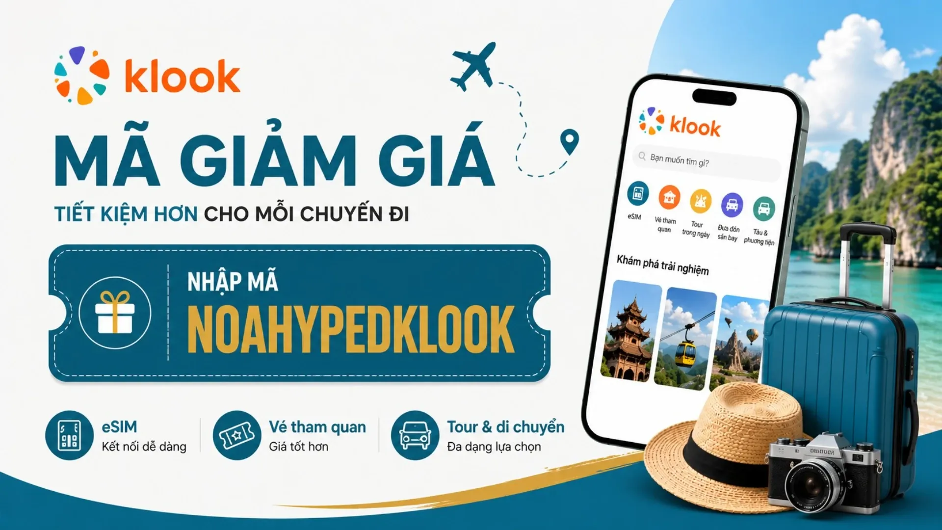 Mã giảm giá Klook 2026: eSIM, vé tham quan và tour du lịch